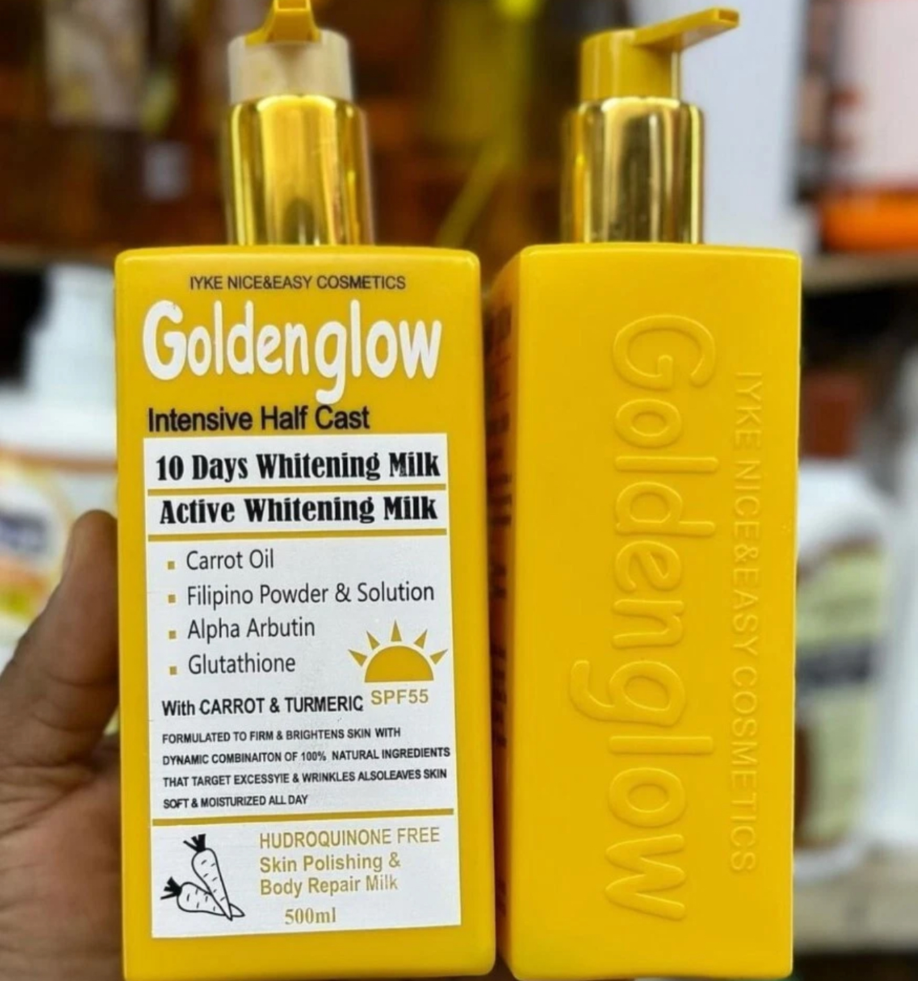 Golden Glow Intensive Whitening Body Milk with Carrot & Turmeric SPF 55 - Brightening & Moisturizing Lotion (500ml)