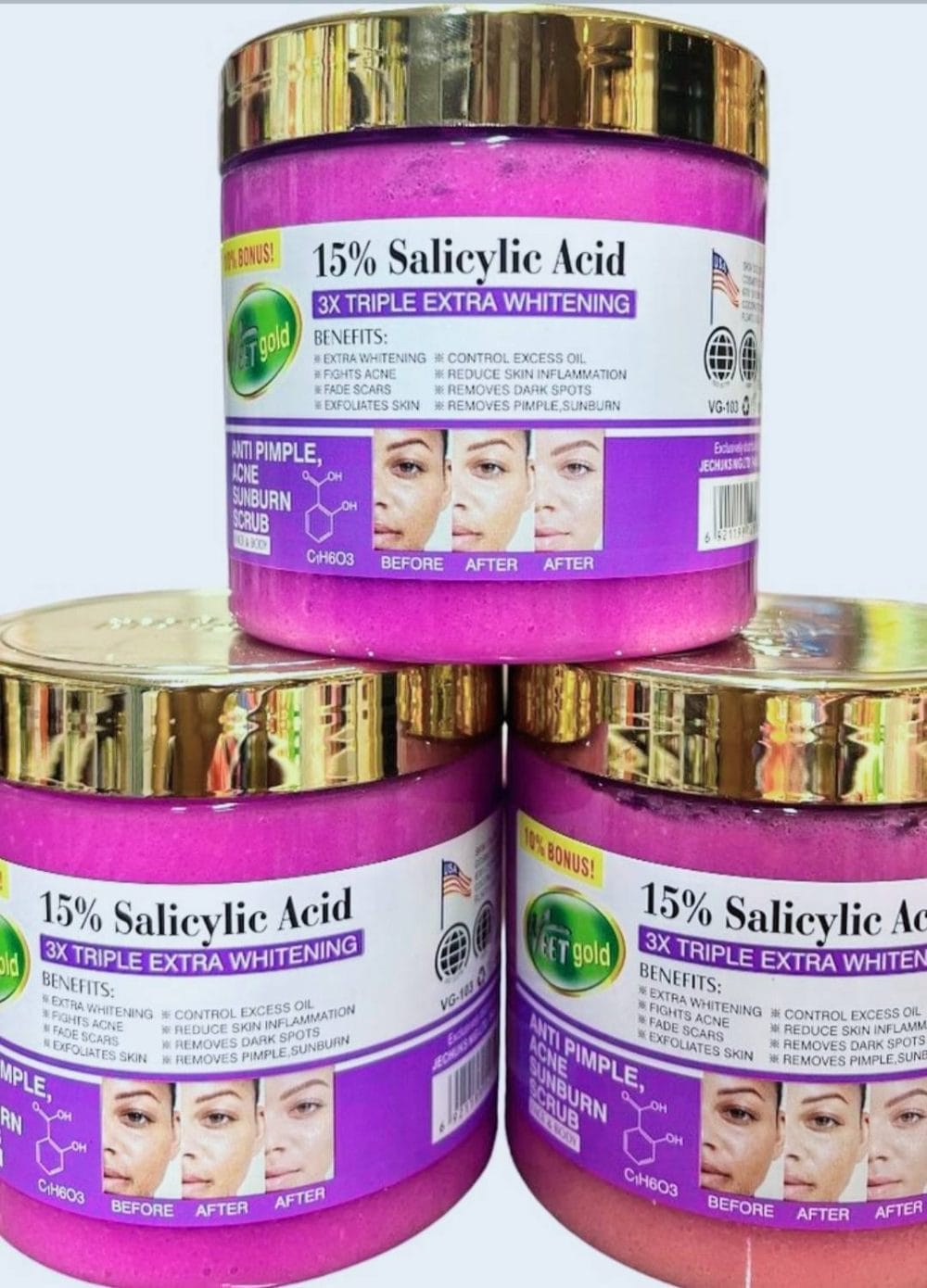 Veetgold 15% Salicylic Acid Triple Extra Whitening Scrub - 1 Piece - Skincare, Serums