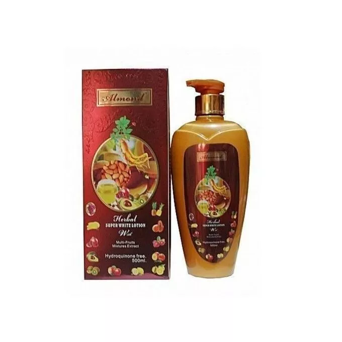 Almond Herbal Super White Lotion with Multi-Fruits Mixture Extract 500ml - Moisturizer for Body Care Skin Repair